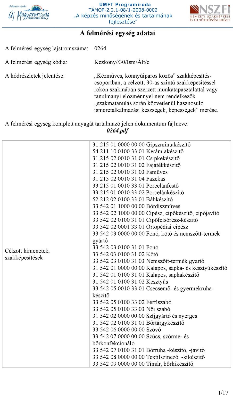 ismeretalkalmazási készségek, képességek mérése. A felmérési egység komplett anyagát tartalmazó jelen dokumentum fájlneve: 0264.