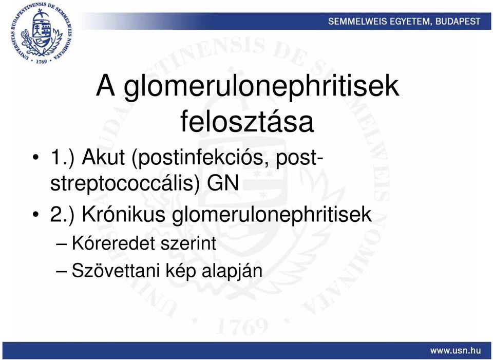poststreptococcális) GN 2.