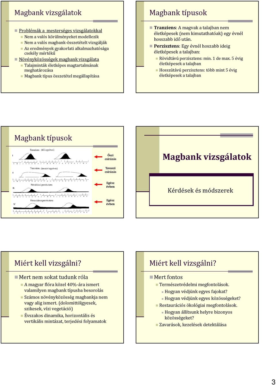 kimutathatóak) egy évnél hosszabb idő után. Perzisztens: Egy évnél hoszabb ideig életképesek a talajban: Rövidtávú perzisztens: min. 1 de max.