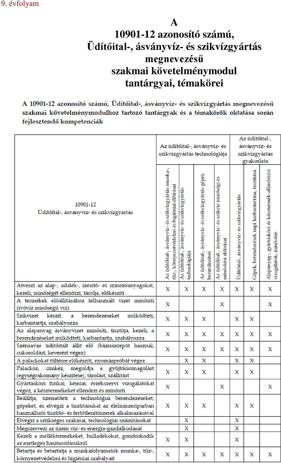 szikvízgyártás megnevezésű szakmai