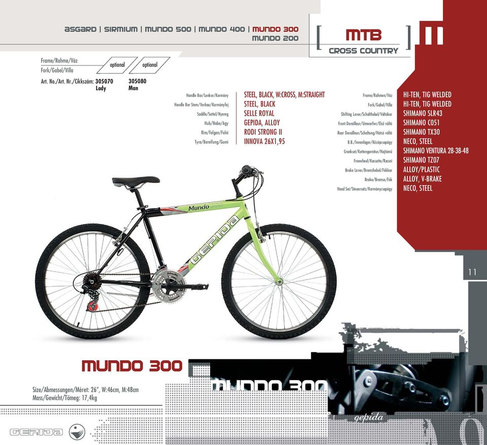 STRONG II INNOVA 26X1,95 MTB cross country Front Derailleur/Umwerfwr/Elsô váltó M SHIMANO SLR43 SHIMANO C051