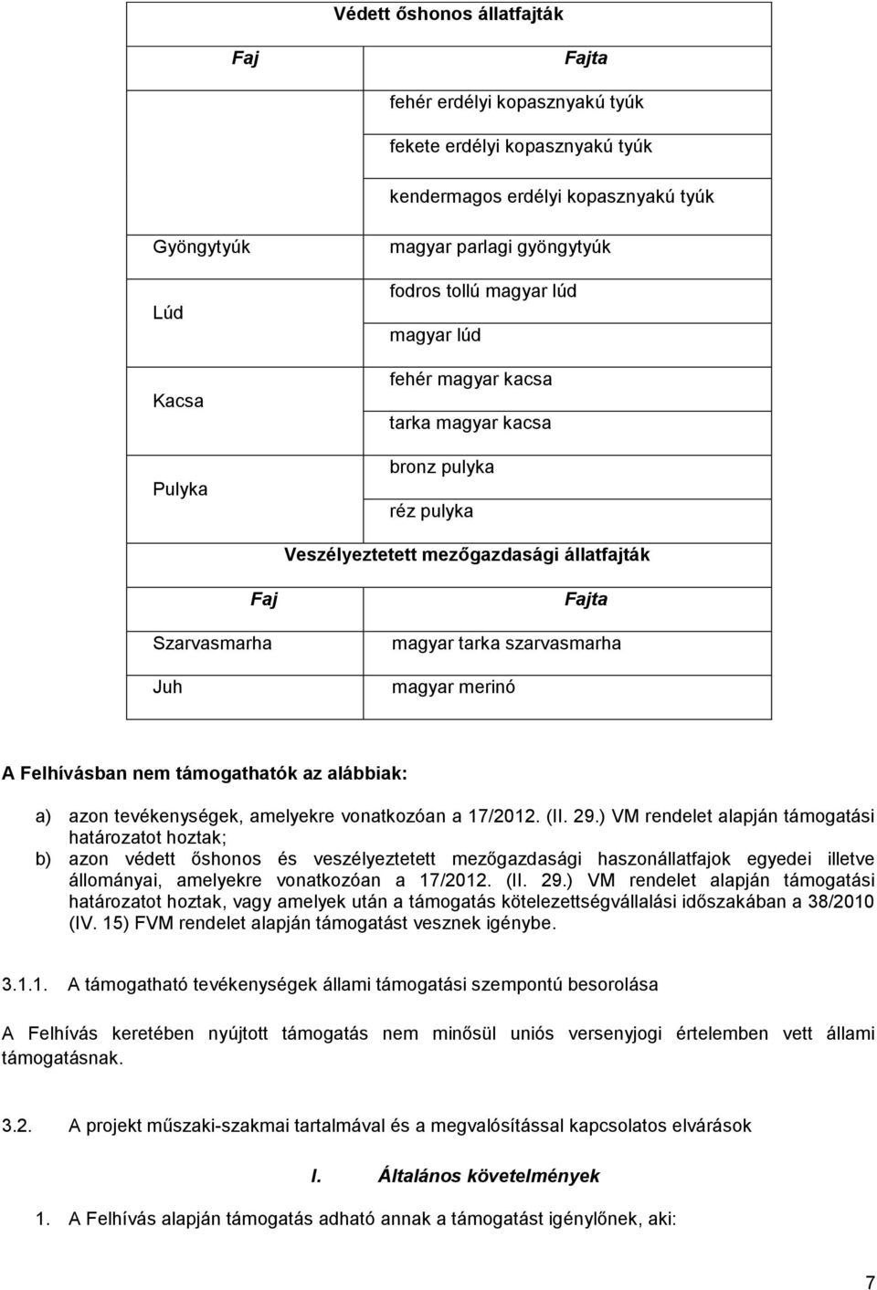 A Felhívásban nem támogathatók az alábbiak: a) azon tevékenységek, amelyekre vonatkozóan a 17/2012. (II. 29.