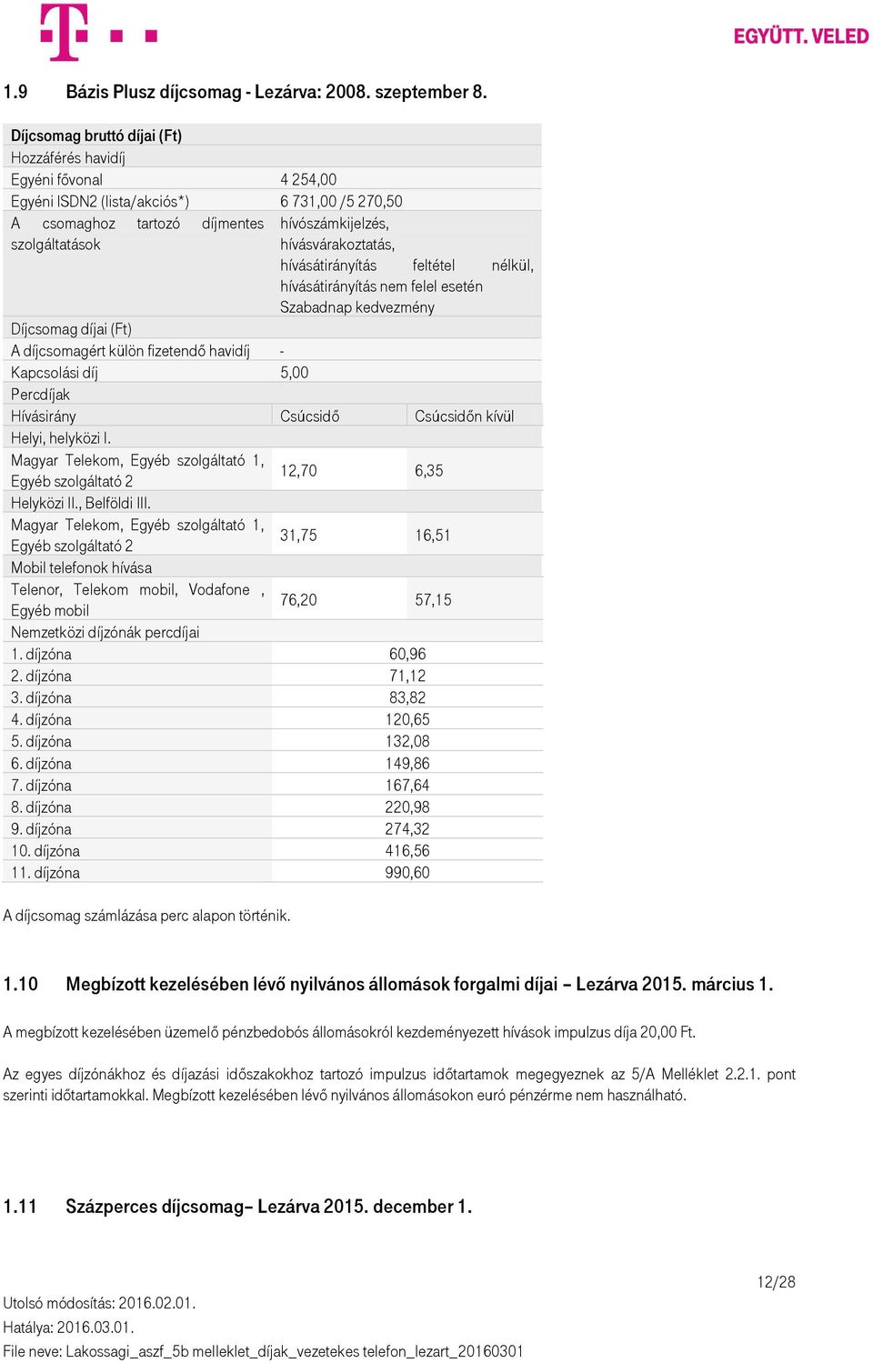 hívásátirányítás nem felel esetén Szabadnap kedvezmény Díjcsomag díjai (Ft) A díjcsomagért külön fizetendő havidíj - Kapcsolási díj 5,00 Hívásirány Csúcsidő Csúcsidőn kívül Magyar Telekom, Egyéb