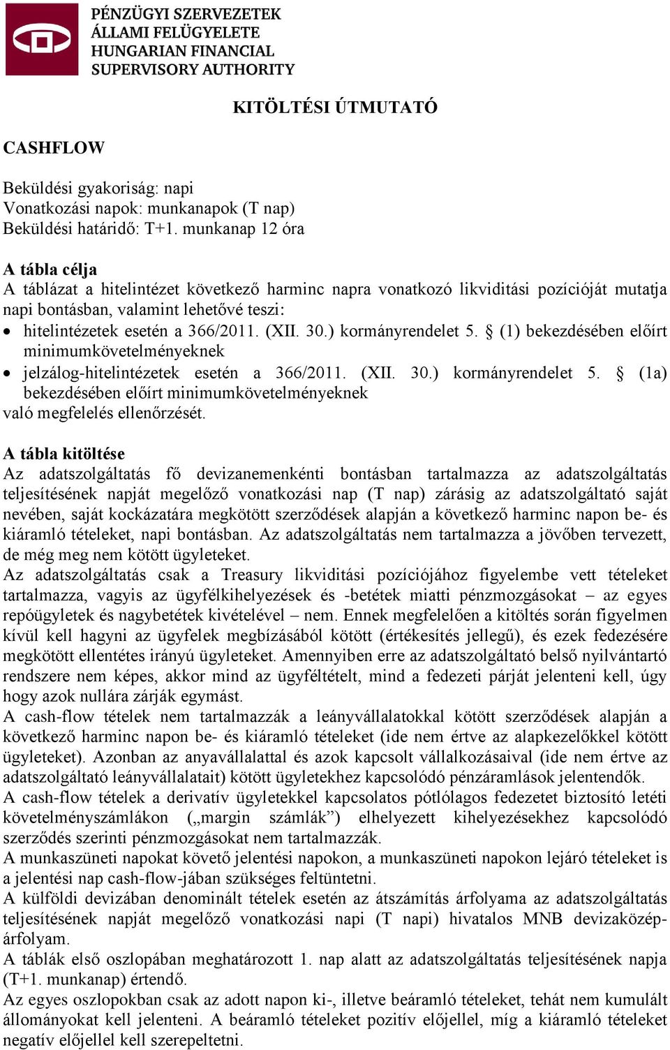 (XII. 30.) kormányrendelet 5. (1) bekezdésében előírt minimumkövetelményeknek jelzálog-hitelintézetek esetén a 366/2011. (XII. 30.) kormányrendelet 5. (1a) bekezdésében előírt minimumkövetelményeknek való megfelelés ellenőrzését.