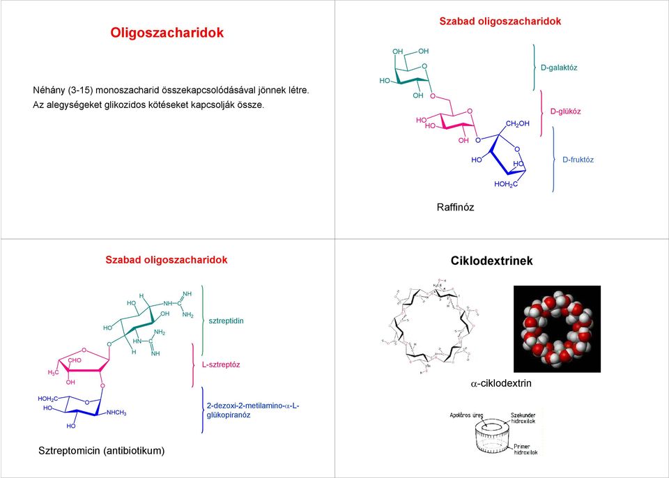 2 D-glükóz D-fruktóz 2 Raffinóz Szabad oligoszacharidok iklodextrinek N N 3 N N 2 N N 2