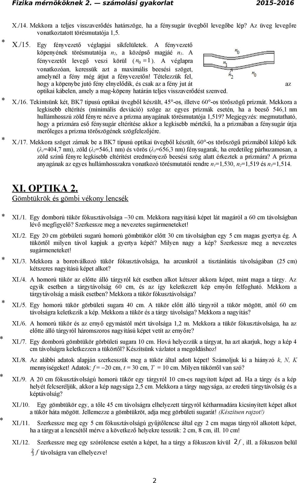 A véglapra vonatkozóan, keressük azt a maximális beesési szöget, amelynél a fény még átjut a fényvezetőn!
