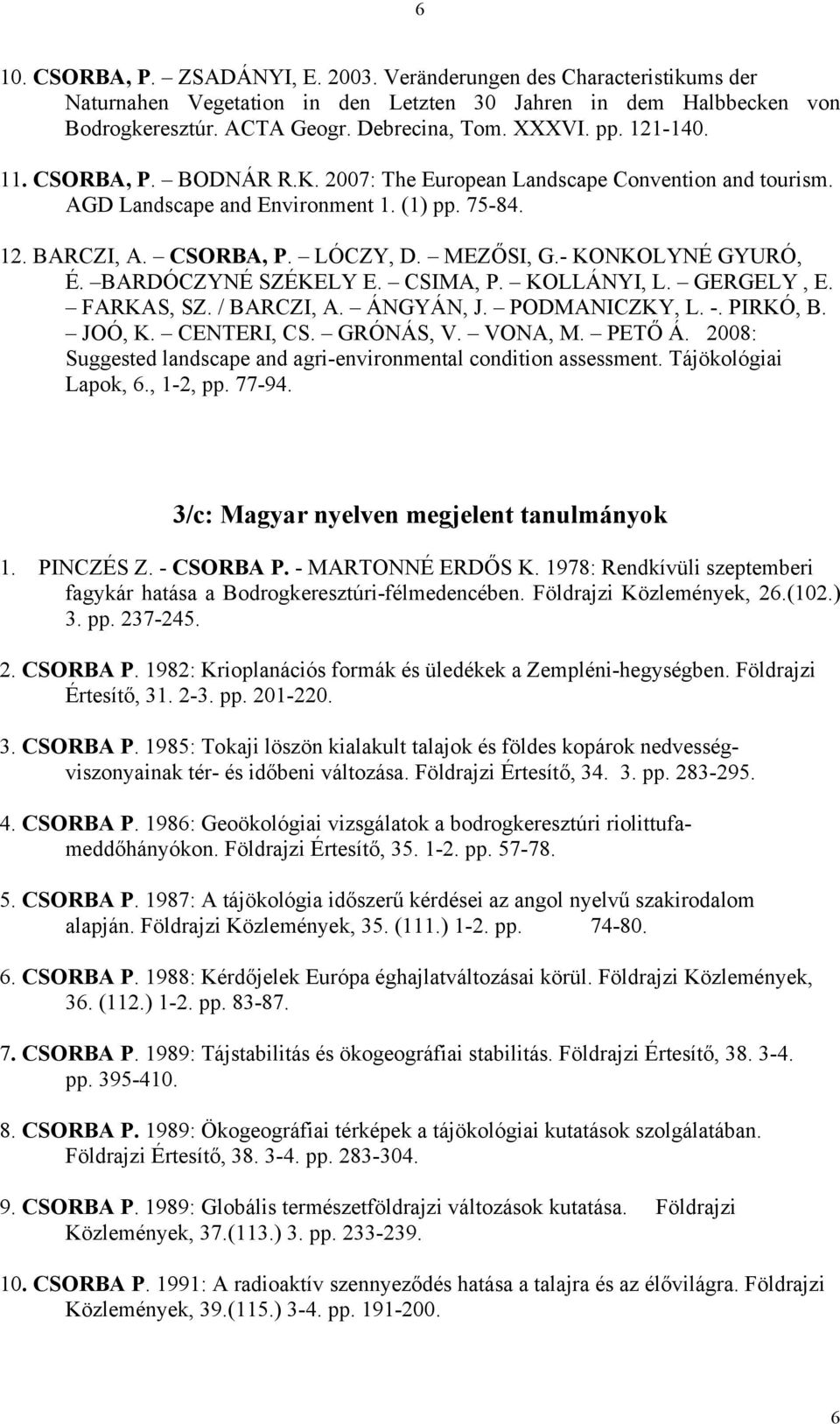 - KONKOLYNÉ GYURÓ, É. BARDÓCZYNÉ SZÉKELY E. CSIMA, P. KOLLÁNYI, L. GERGELY, E. FARKAS, SZ. / BARCZI, A. ÁNGYÁN, J. PODMANICZKY, L. -. PIRKÓ, B. JOÓ, K. CENTERI, CS. GRÓNÁS, V. VONA, M. PETŐ Á.