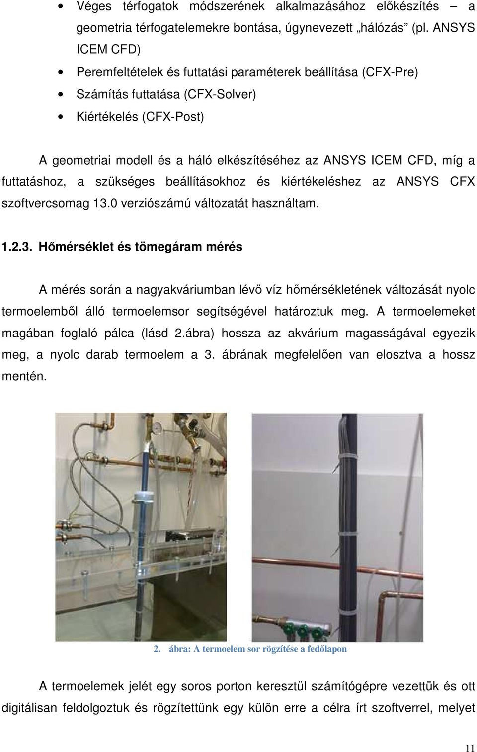 míg a futtatáshoz, a szükséges beállításokhoz és kiértékeléshez az ANSYS CFX szoftvercsomag 13.