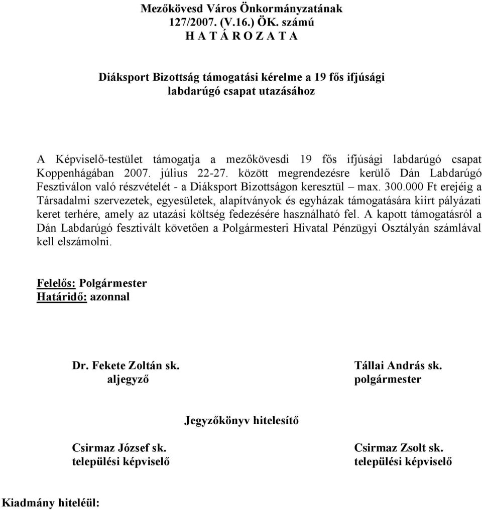 labdarúgó csapat Koppenhágában 2007. július 22-27.