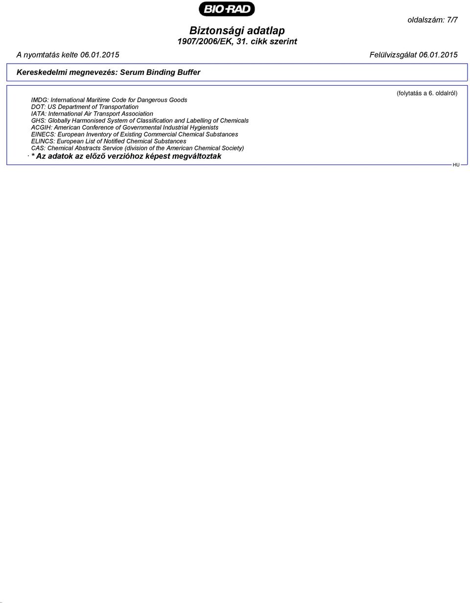 Governmental Industrial Hygienists EINECS: European Inventory of Existing Commercial Chemical Substances ELINCS: European List of Notified Chemical