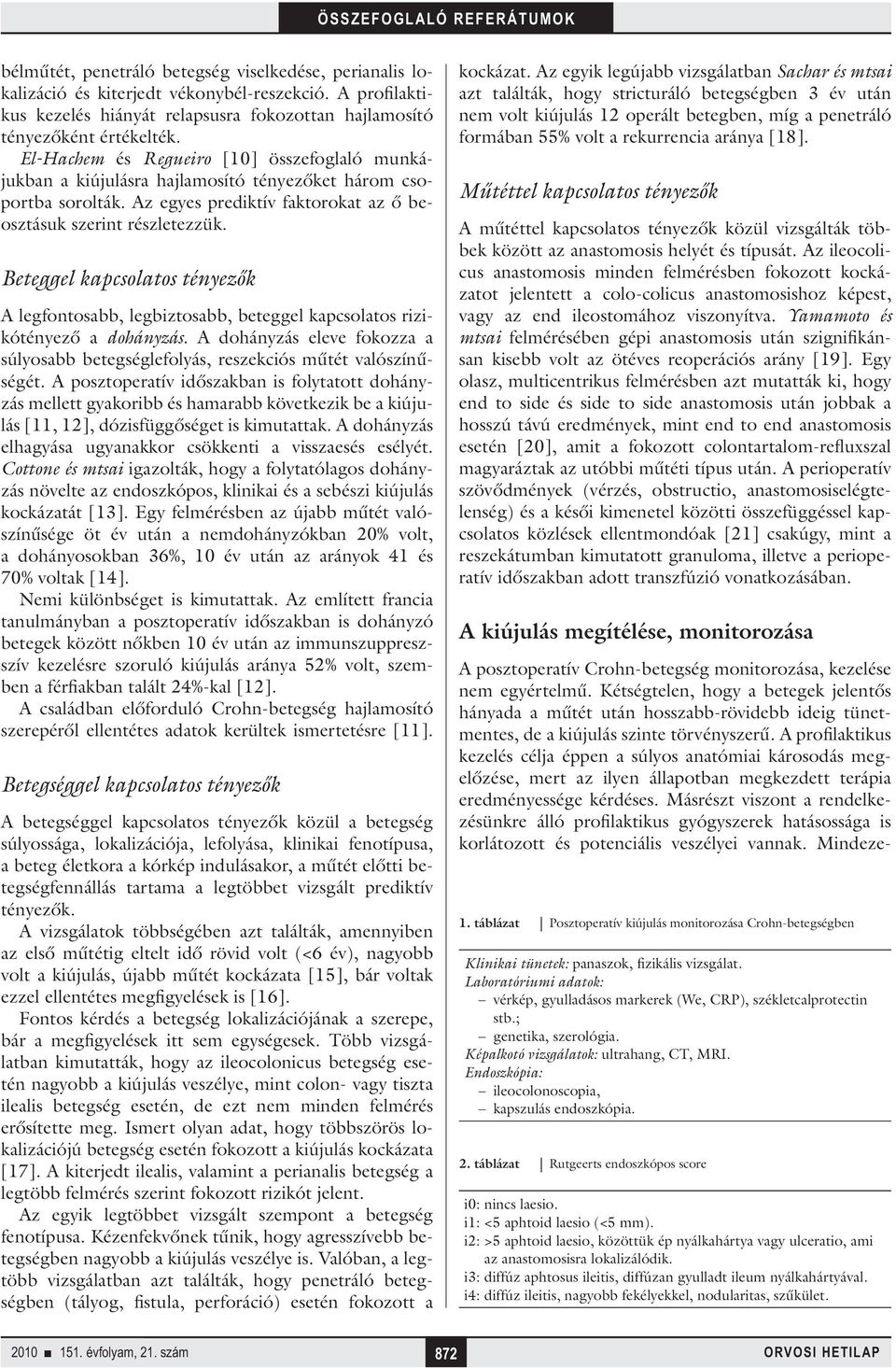 Beteggel kapcsolatos tényezők A legfontosabb, legbiztosabb, beteggel kapcsolatos rizikótényező a dohányzás. A dohányzás eleve fokozza a súlyosabb betegséglefolyás, reszekciós műtét valószínűségét.