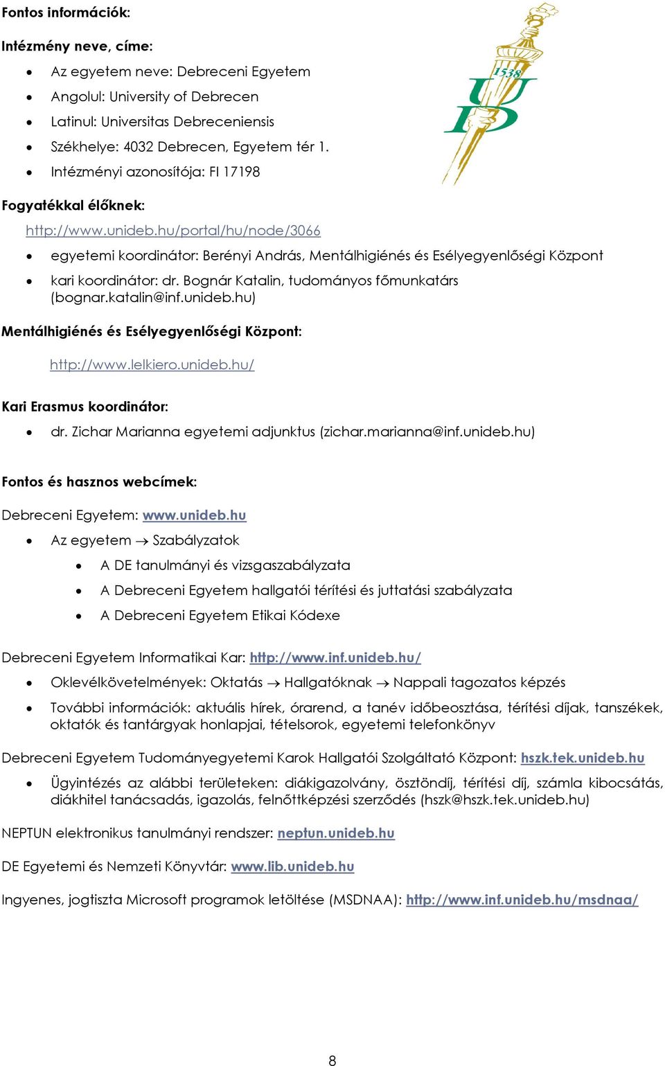 Debreceni Egyetem Informatikai Kar - PDF Ingyenes letöltés