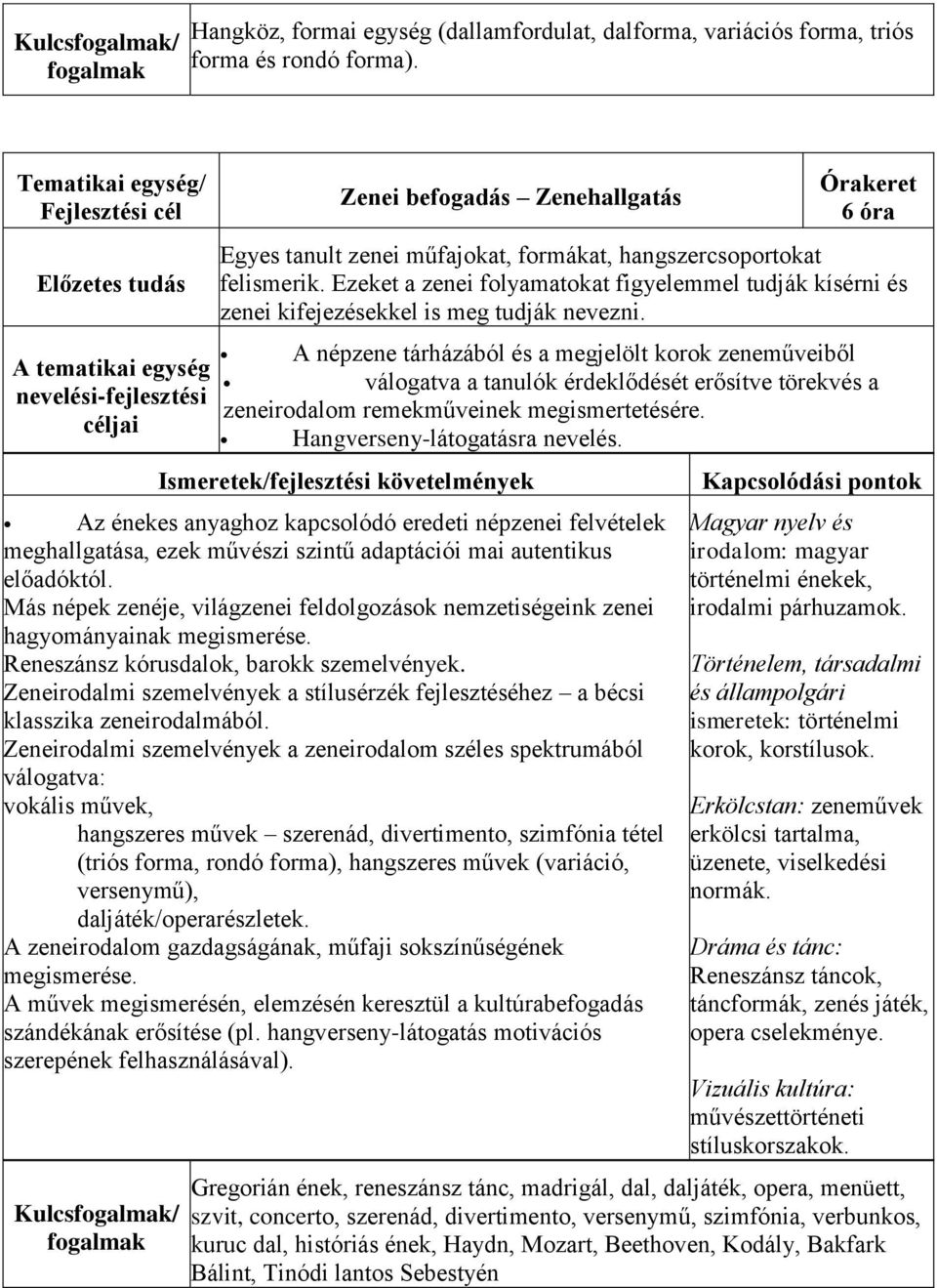 Ezeket a zenei folyamatokat figyelemmel tudják kísérni és zenei kifejezésekkel is meg tudják nevezni.