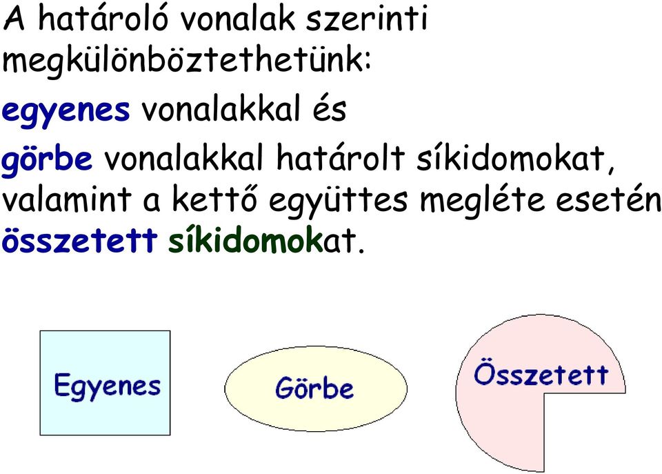 görbe vonalakkal határolt síkidomokat,