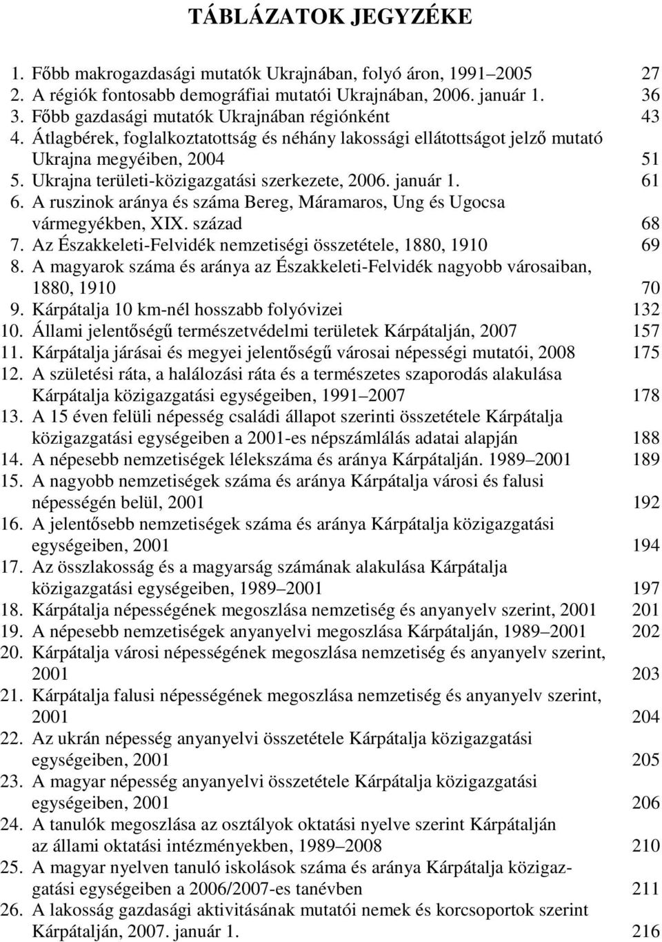 Ukrajna területi-közigazgatási szerkezete, 2006. január 1. 61 6. A ruszinok aránya és száma Bereg, Máramaros, Ung és Ugocsa vármegyékben, XIX. század 68 7.