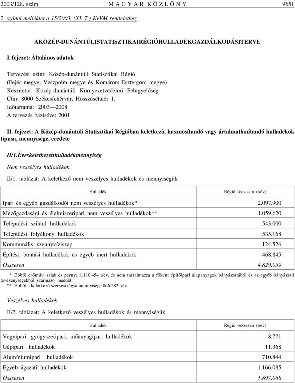 8000 Székesfehérvár, Hosszúsétatér 1. Idõtartama: 2003 2008 A tervezés báziséve: 2001 II.