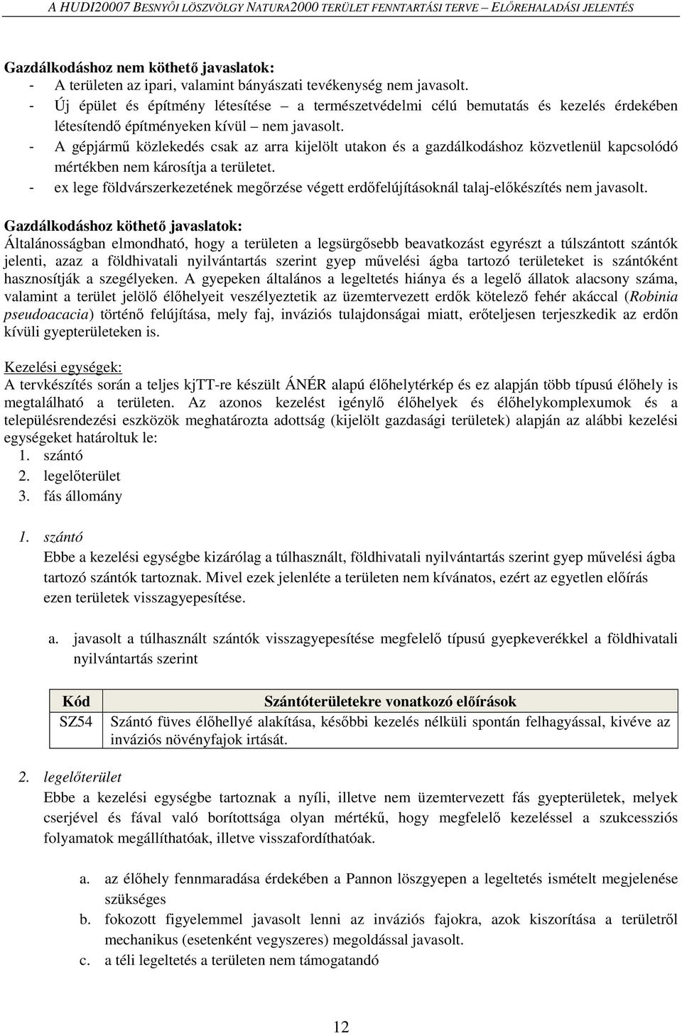 - A gépjármű közlekedés csak az arra kijelölt utakon és a gazdálkodáshoz közvetlenül kapcsolódó mértékben nem károsítja a területet.