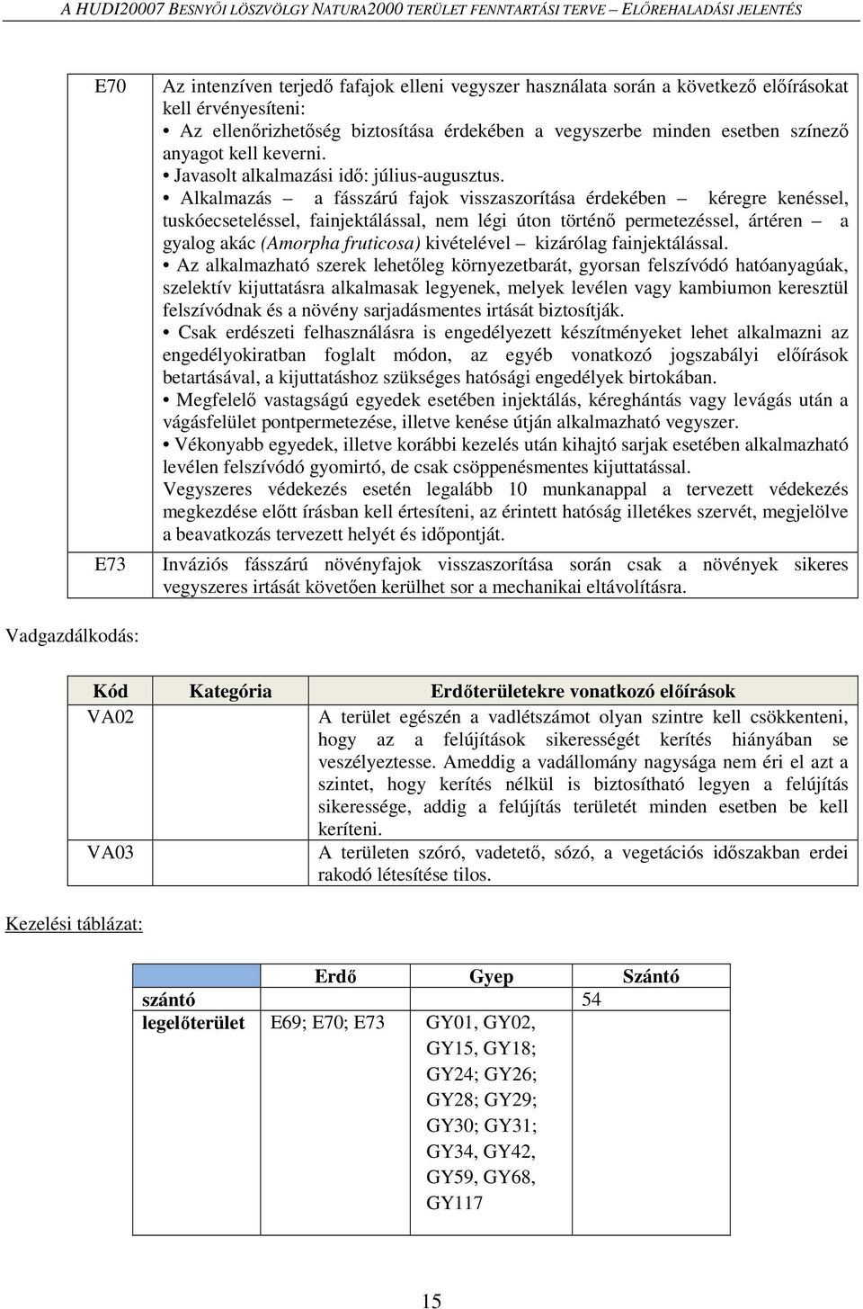 Alkalmazás a fásszárú fajok visszaszorítása érdekében kéregre kenéssel, tuskóecseteléssel, fainjektálással, nem légi úton történő permetezéssel, ártéren a gyalog akác (Amorpha fruticosa) kivételével