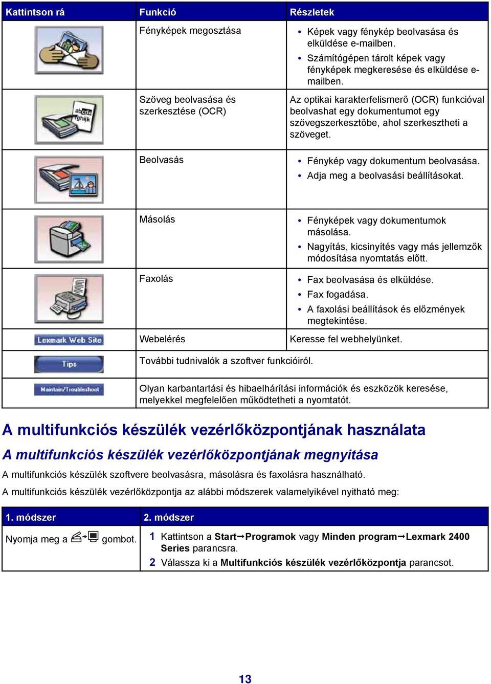 Az optikai karakterfelismerő (OCR) funkcióval beolvashat egy dokumentumot egy szövegszerkesztőbe, ahol szerkesztheti a szöveget. Fénykép vagy dokumentum beolvasása.