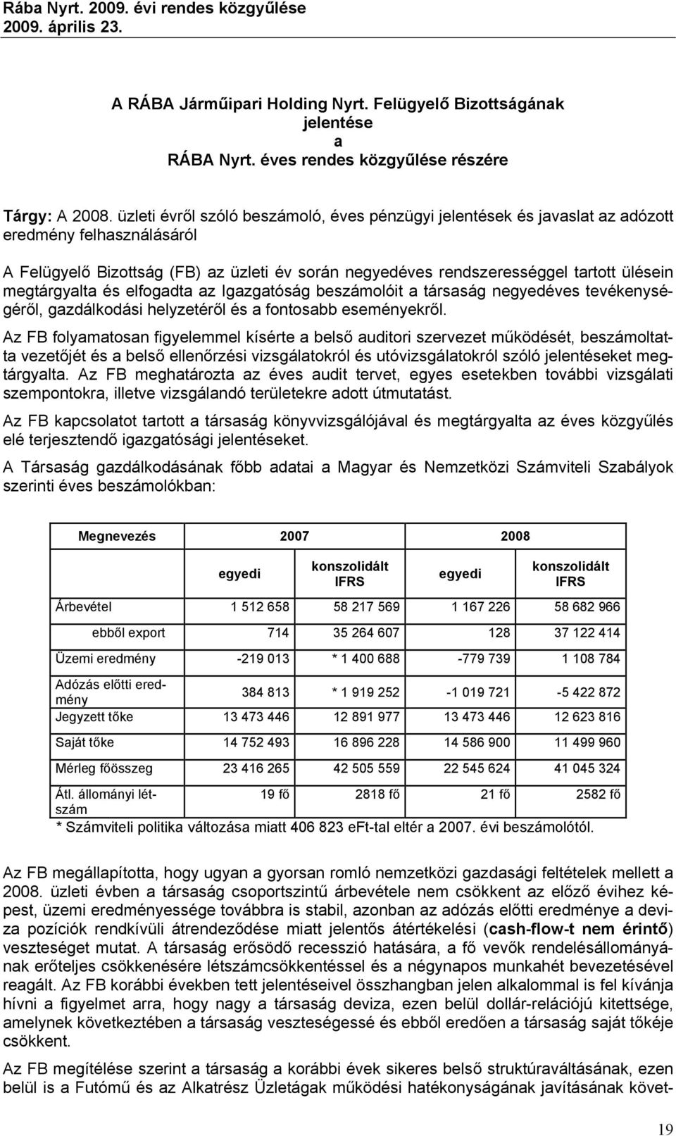 megtárgyalta és elfogadta az Igazgatóság beszámolóit a társaság negyedéves tevékenységéről, gazdálkodási helyzetéről és a fontosabb eseményekről.