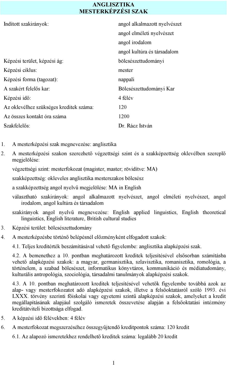 ANGLISZTIKA MESTERKÉPZÉSI SZAK - PDF Ingyenes letöltés