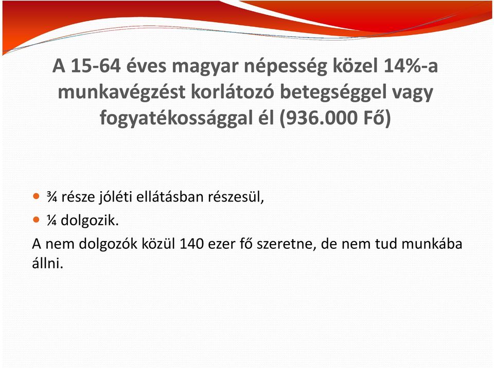 000 Fő) ¾ része jóléti ellátásban részesül, ¼ dolgozik.