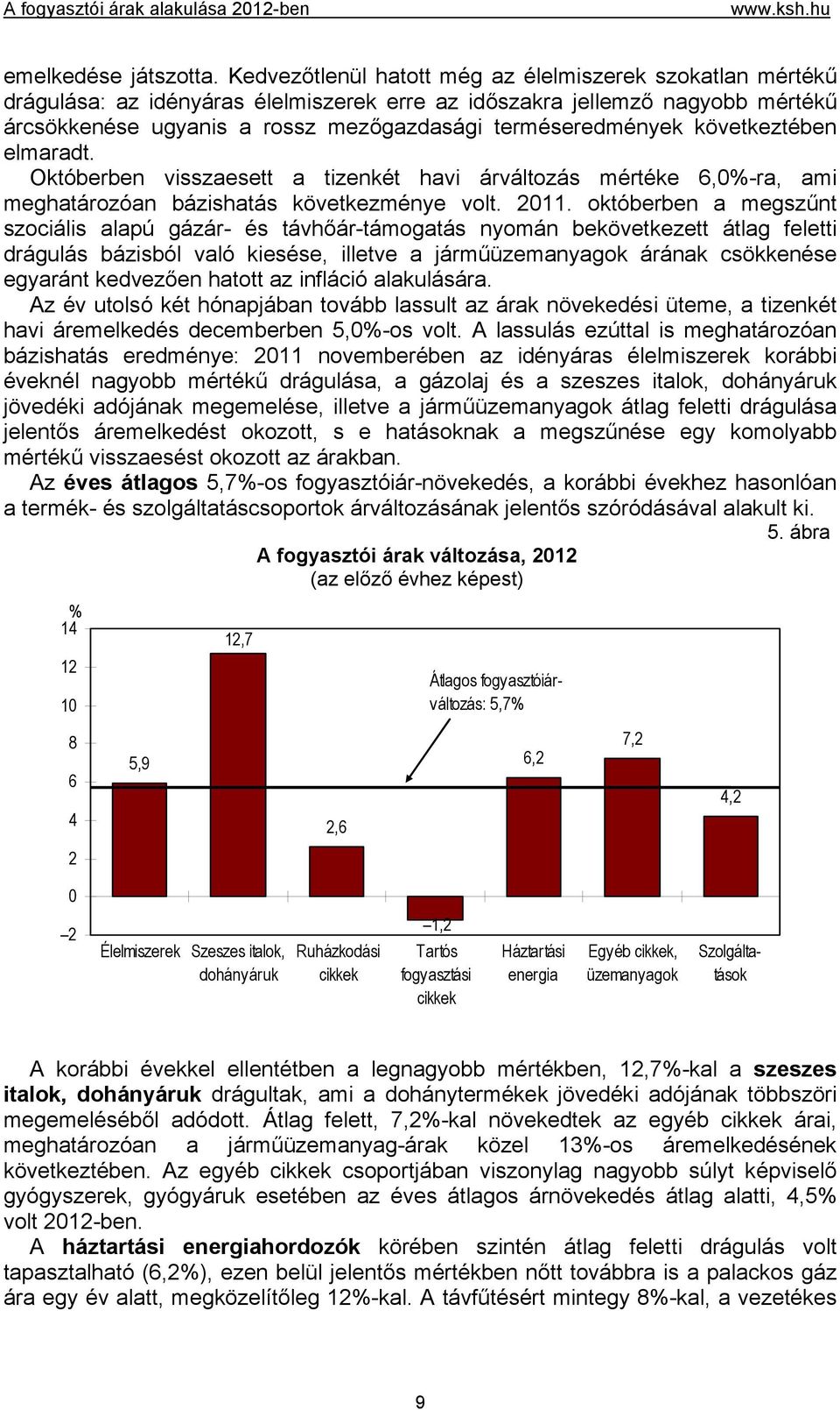 következtében elmaradt. Októberben visszaesett a tizenkét havi árváltozás mértéke 6,0-ra, ami meghatározóan bázishatás következménye volt. 2011.