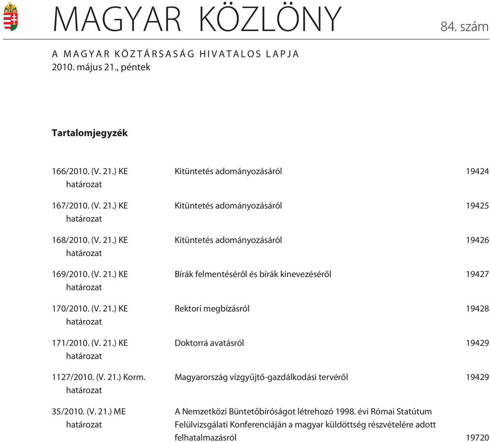 ) KE 170/2010. ) KE 171/2010. ) KE 1127/2010. ) Korm. 35/2010.