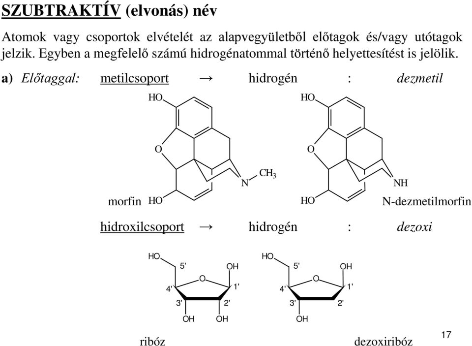 Egyben a megfelelő számú hidrogénatommal történő helyettesítést is jelölik.