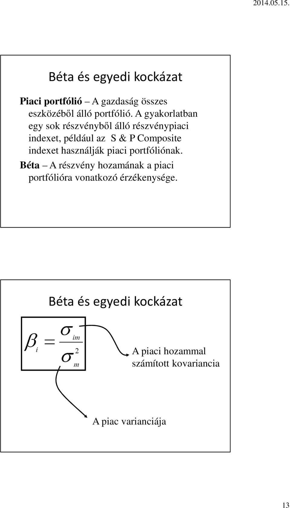 indexet használják piaci portfóliónak.