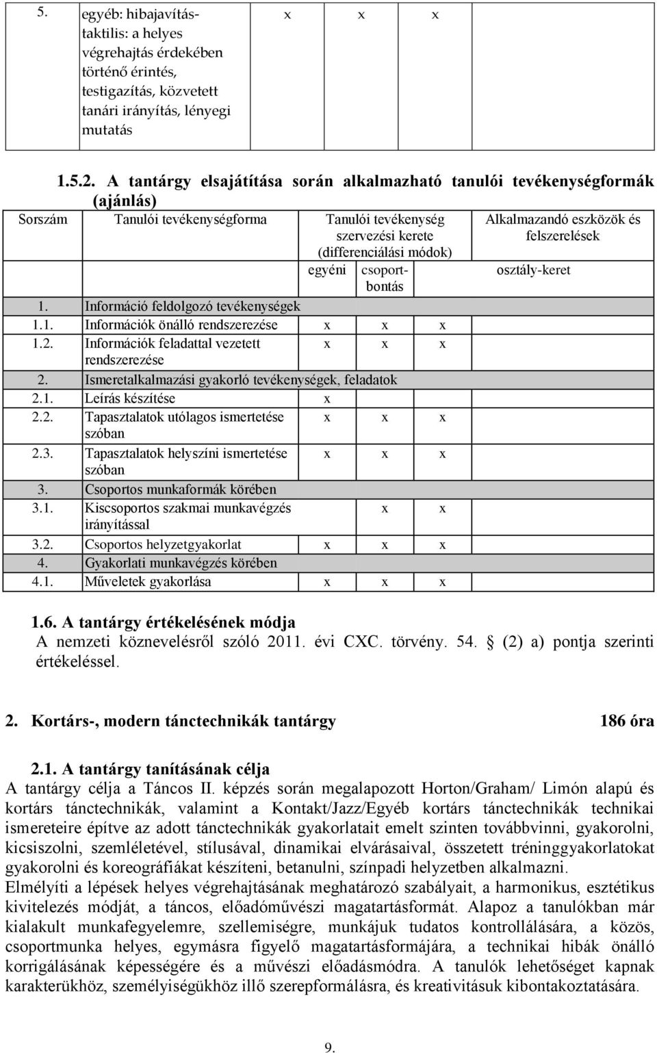 Információ feldolgozó tevékenységek 1.1. Információk önálló rendszerezése 1.2. Információk feladattal vezetett rendszerezése 2. Ismeretalkalmazási gyakorló tevékenységek, feladatok 2.1. Leírás készítése 2.