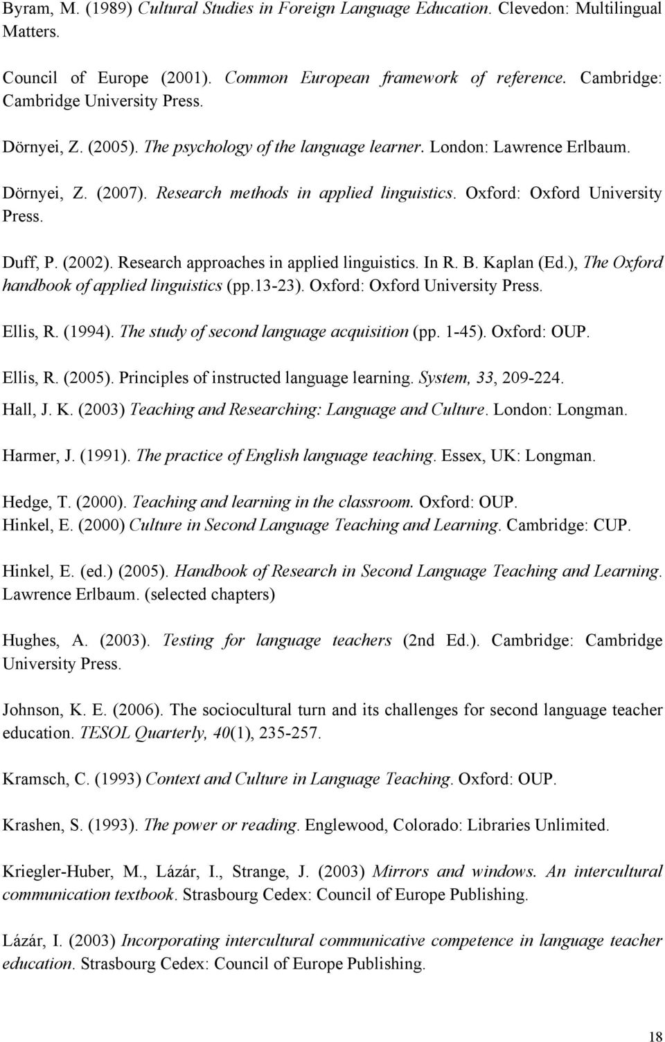 Oxford: Oxford University Press. Duff, P. (2002). Research approaches in applied linguistics. In R. B. Kaplan (Ed.), The Oxford handbook of applied linguistics (pp.13-23).