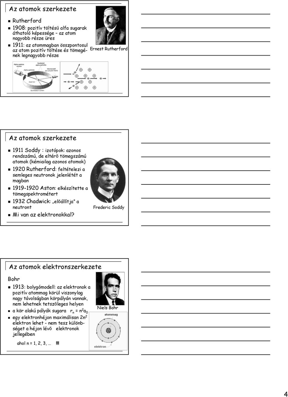 magban 1919-1920 Aston: elkészítette a tömegspektrométert 1932 Chadwick: elıállítja a neutront Mi van az elektronokkal?