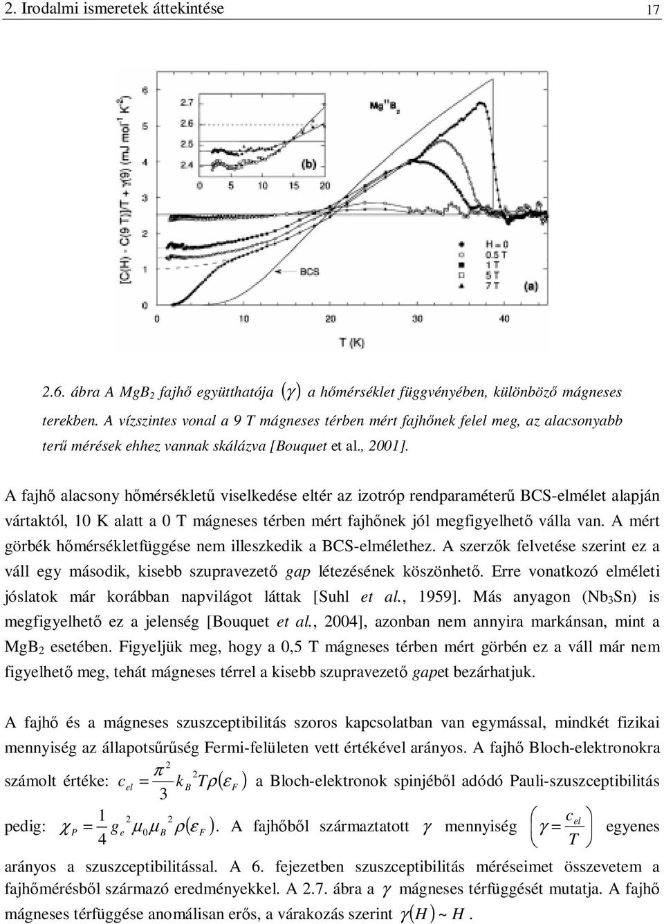 A fajhő alacsony hőmérsékletű viselkedése eltér az izotróp rendparaméterű BCS-elmélet alapján vártaktól, 10 K alatt a 0 T mágneses térben mért fajhőnek jól megfigyelhető válla van.