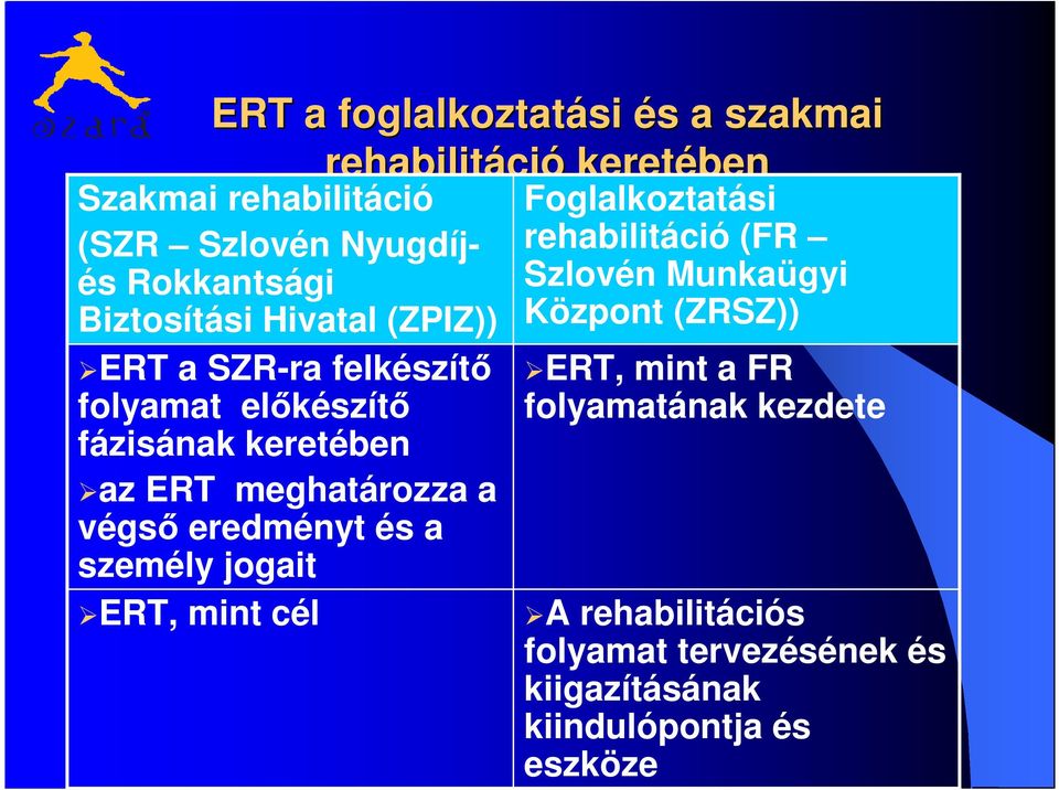 meghatározza a végső eredményt és a személy jogait ERT, mint cél Foglalkoztatási rehabilitáció (FR Szlovén Munkaügyi