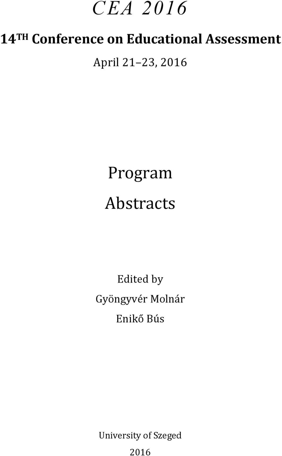 2016 Program Abstracts Edited by