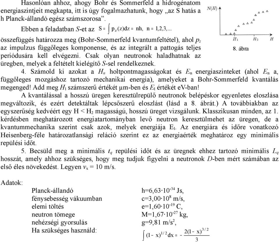 ábra periódusára kell elvégezni. Csak olyan neutronok haladhatnak az üregben, melyek a feltételt kielégítő S-sel rendelkeznek. 4.