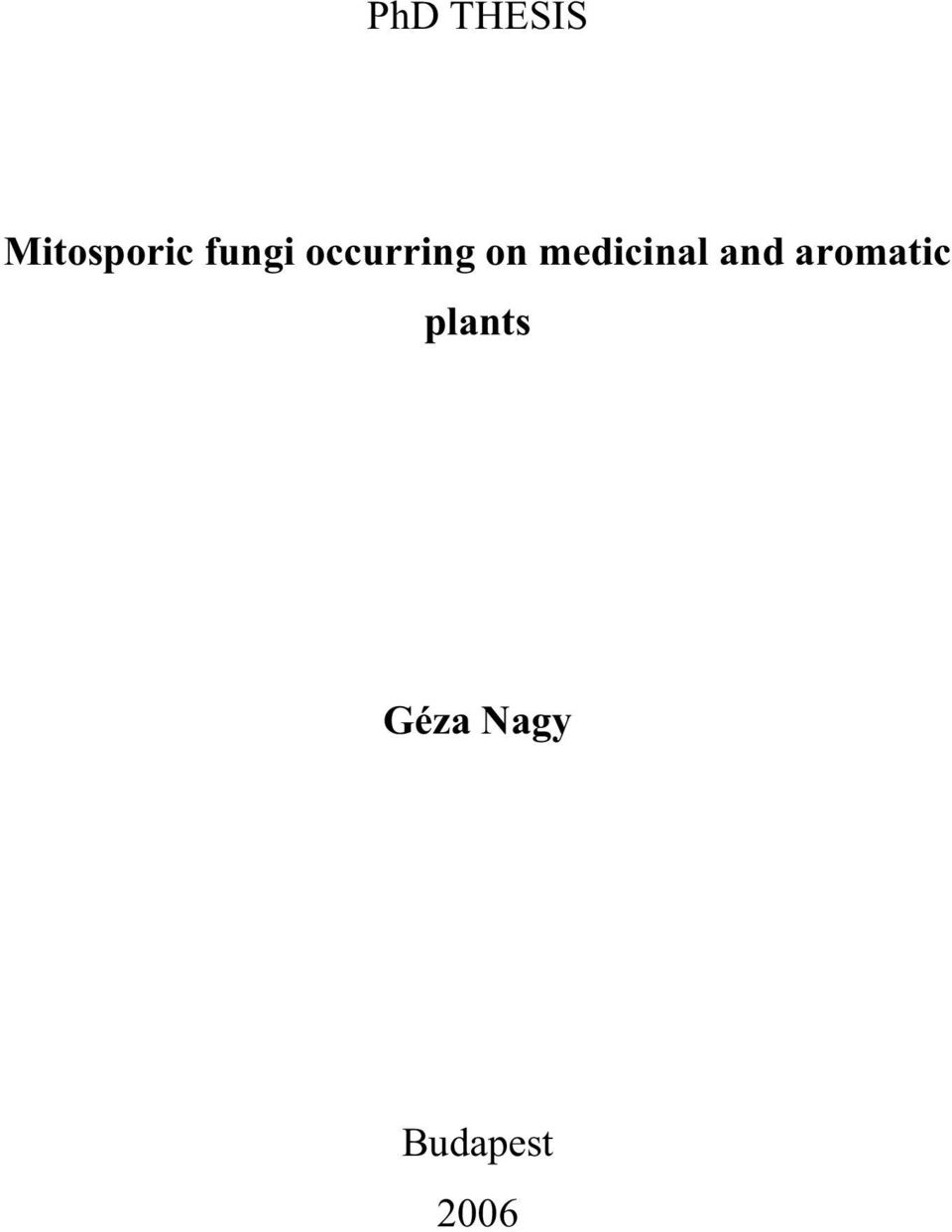medicinal and aromatic