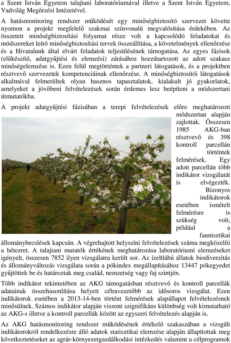 Az összetett minőségbiztosítási folyamat része volt a kapcsolódó feladatokat és módszereket leíró minőségbiztosítási tervek összeállítása, a követelmények ellenőrzése és a Hivatalunk által elvárt