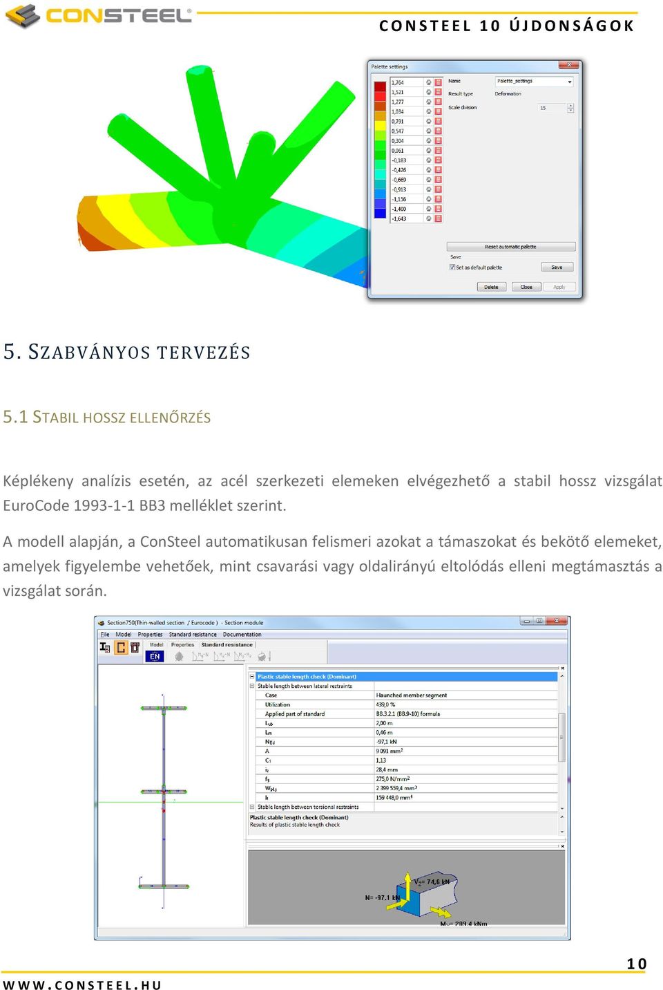 stabil hossz vizsgálat EuroCode 1993-1-1 BB3 melléklet szerint.