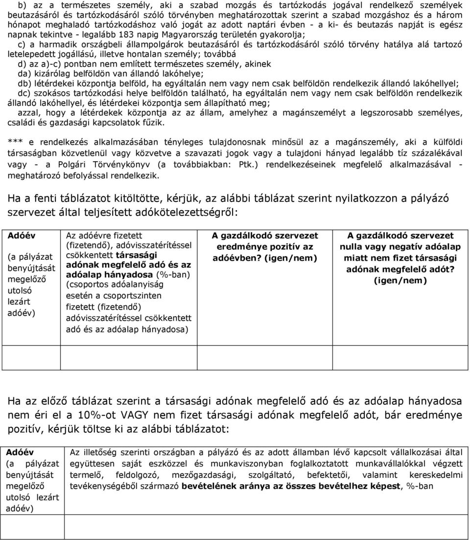 állampolgárok beutazásáról és tartózkodásáról szóló törvény hatálya alá tartozó letelepedett jogállású, illetve hontalan személy; továbbá d) az a)-c) pontban nem említett természetes személy, akinek