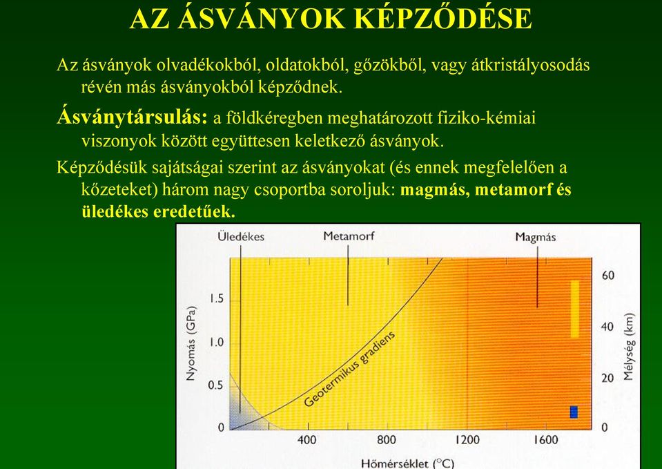 Ásványtársulás: a földkéregben meghatározott fiziko-kémiai viszonyok között együttesen