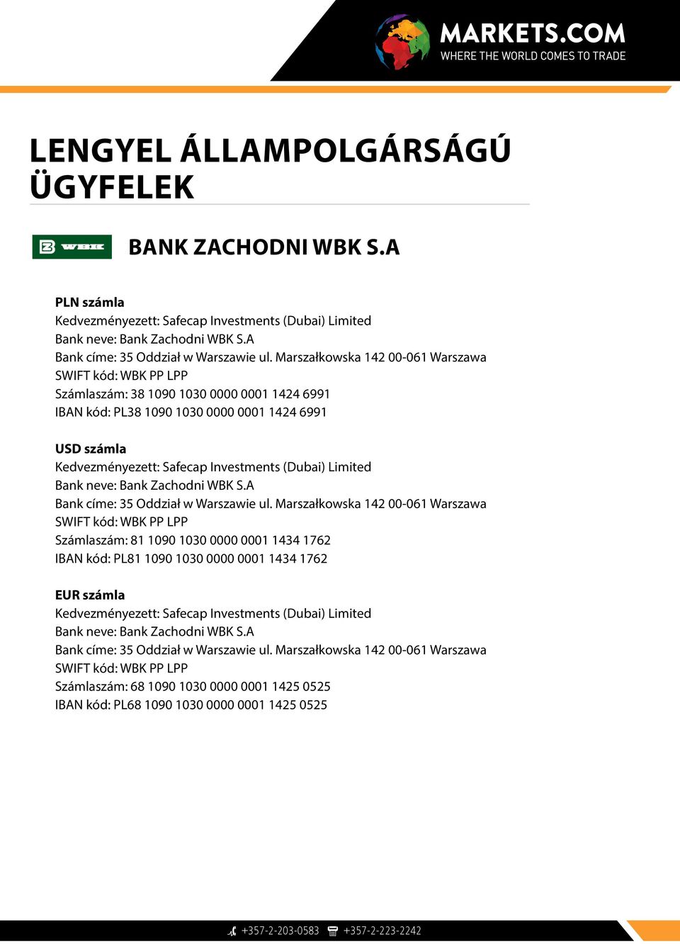 0000 0001 1424 6991 Számlaszám: 81 1090 1030 0000 0001 1434 1762 IBAN kód: PL81
