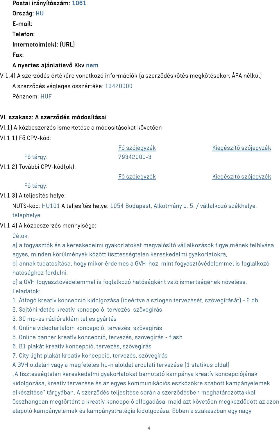 5. / vállalkozó székhelye, telephelye VI.1.