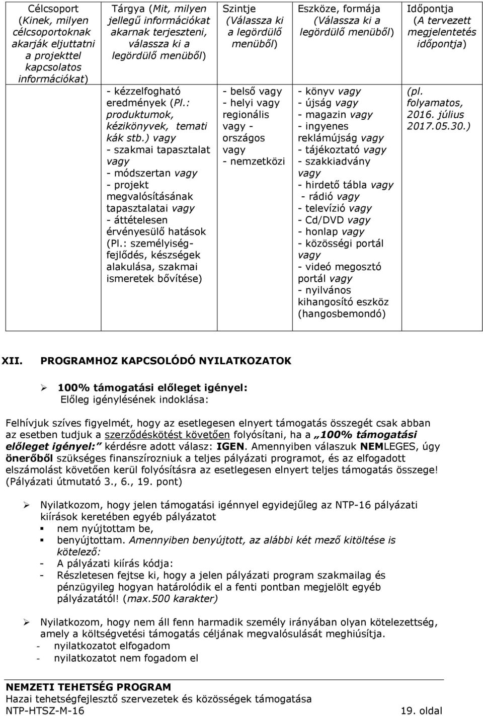 ) vagy - szakmai tapasztalat vagy - módszertan vagy - projekt megvalósításának tapasztalatai vagy - áttételesen érvényesülő hatások (Pl.