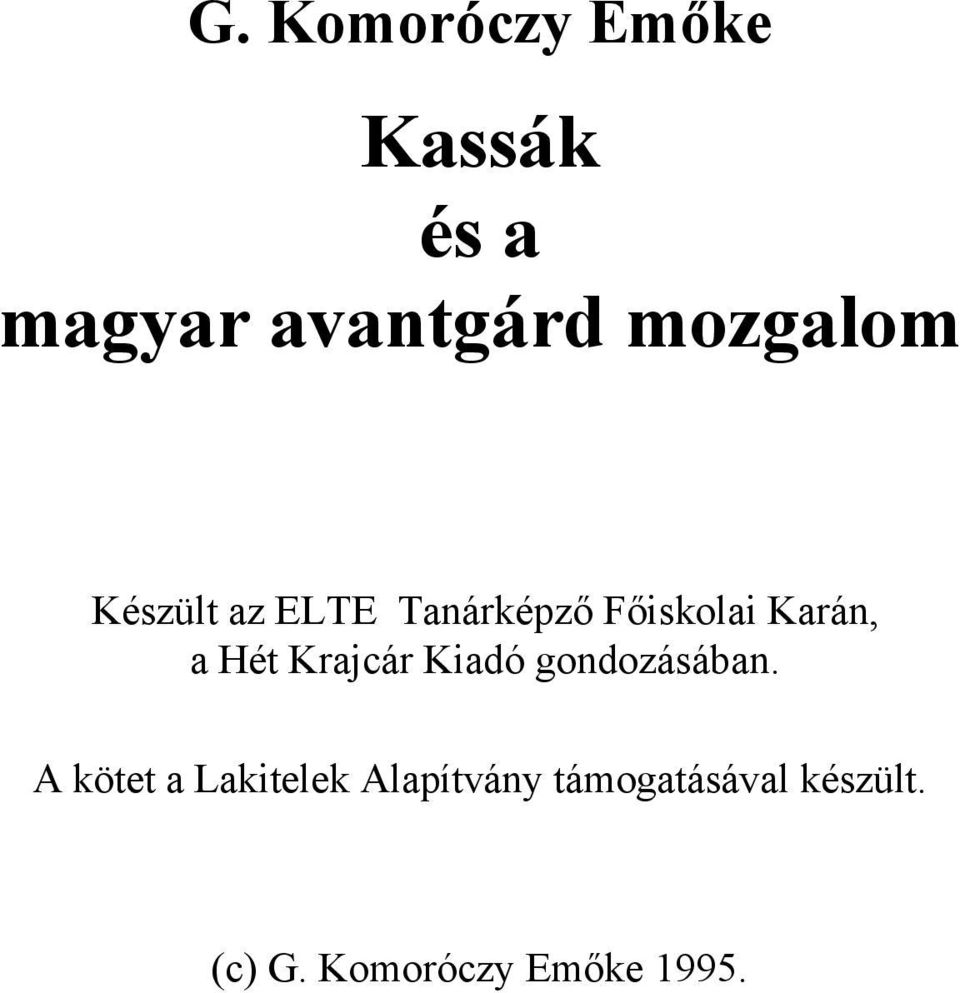 Kassák és a magyar avantgárd mozgalom - PDF Free Download