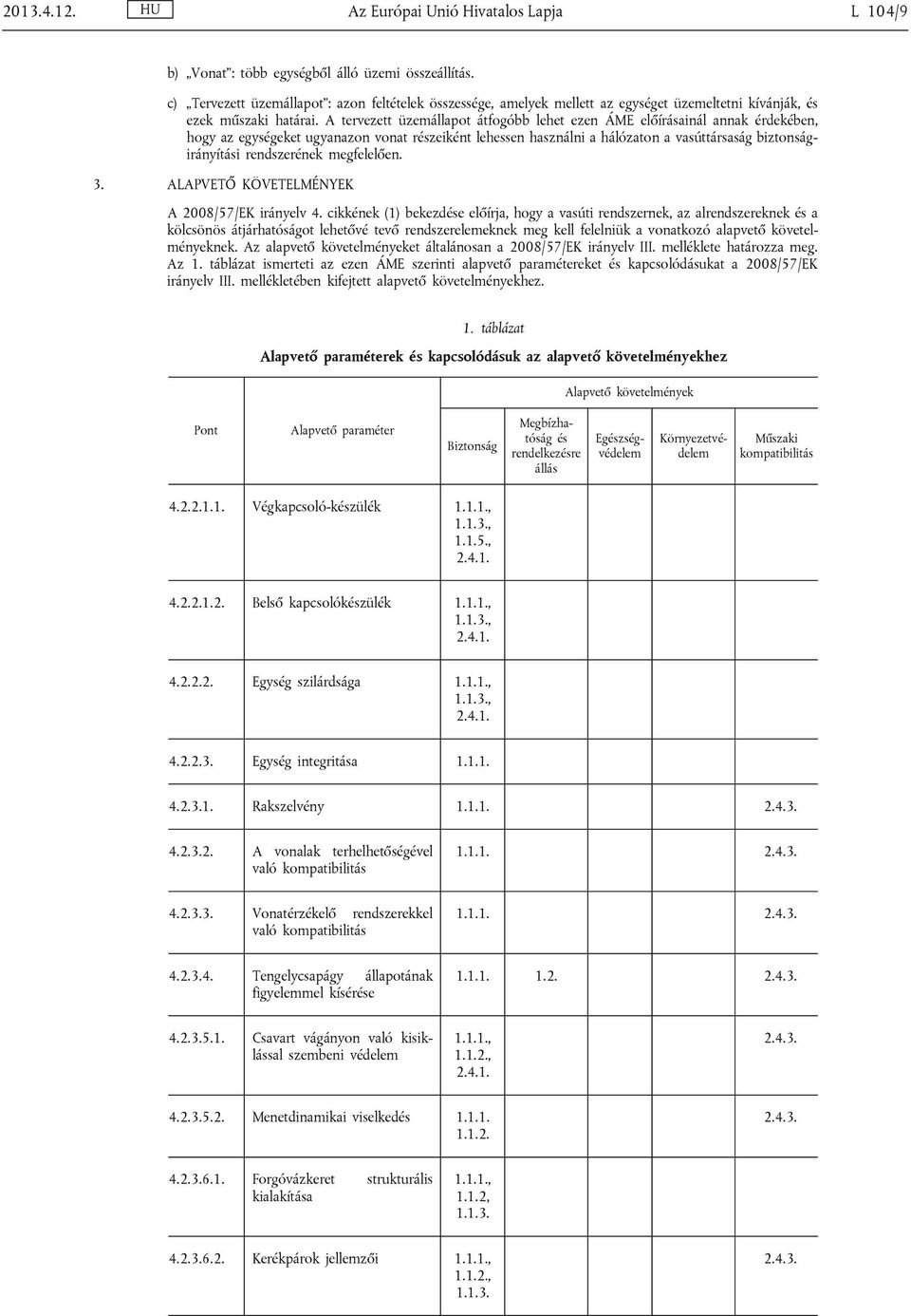 A tervezett üzemállapot átfogóbb lehet ezen ÁME előírásainál annak érdekében, hogy az egységeket ugyanazon vonat részeiként lehessen használni a hálózaton a vasúttársaság biztonságirányítási