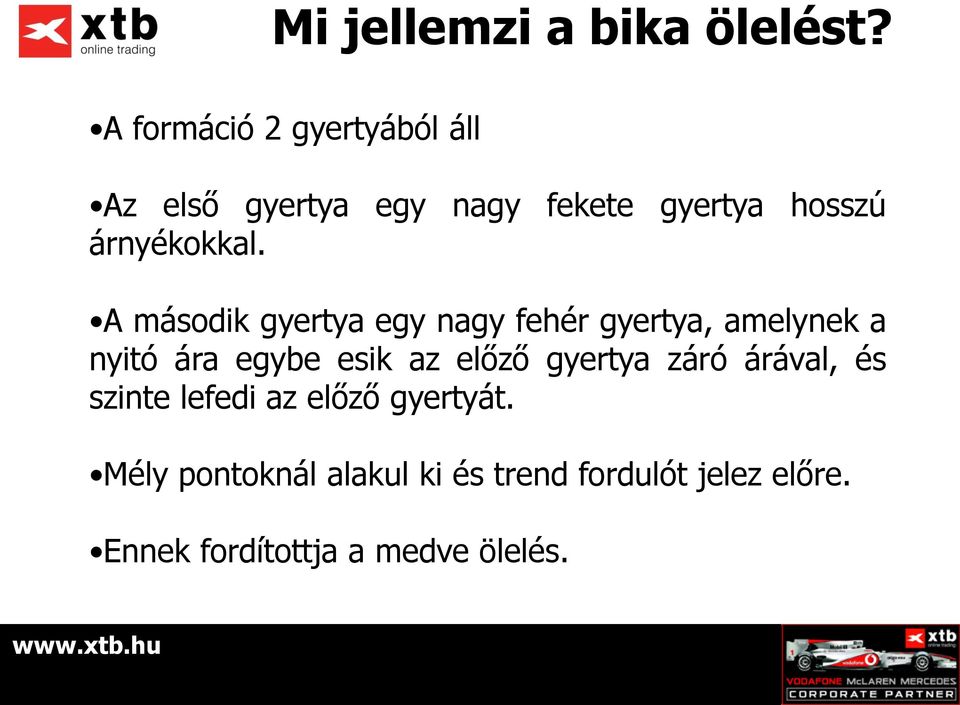 A második gyertya egy nagy fehér gyertya, amelynek a nyitó ára egybe esik az előző