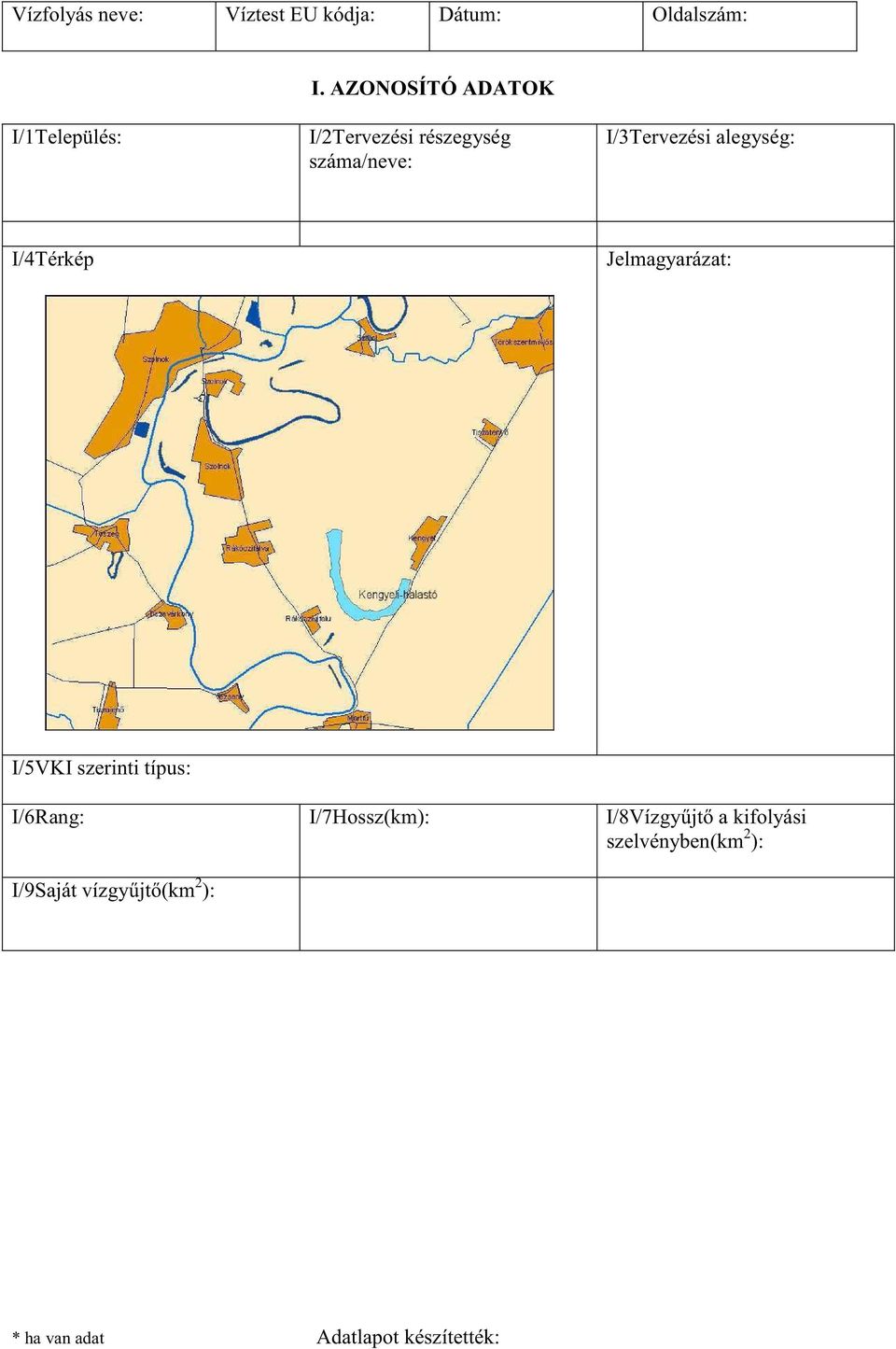 alegység: I/4Térkép Jelmagyarázat: I/5VKI szerinti típus: I/6Rang: I/7Hossz(km):