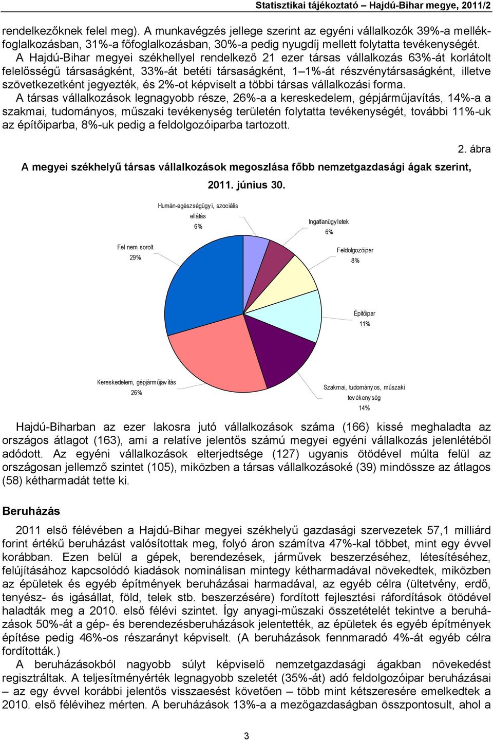 A Hajdú-Bihar megyei székhellyel rendelkező 21 ezer társas vállalkozás 63%-át korlátolt felelősségű társaságként, 33%-át betéti társaságként, 1 1%-át részvénytársaságként, illetve szövetkezetként